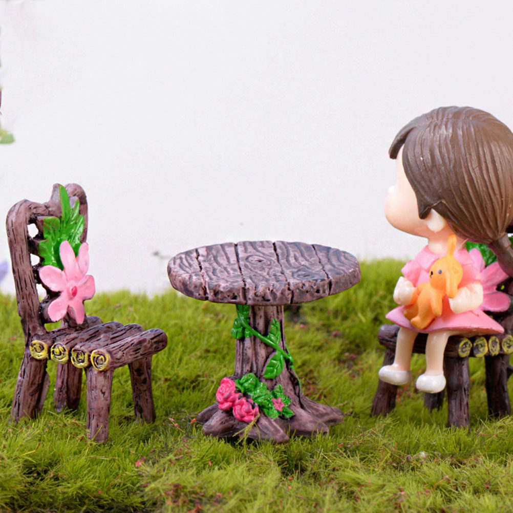 Bonsai Garden For Home - 5Sets Mini Resin Miniature Chair Table
