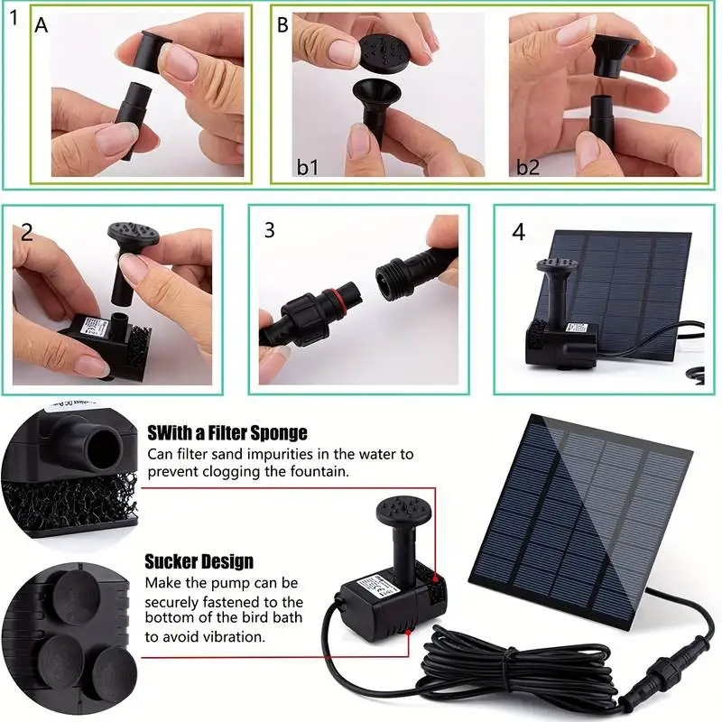 Solar Fountain with 6 Nozzles  - Bonsai Garden Fountain review and price