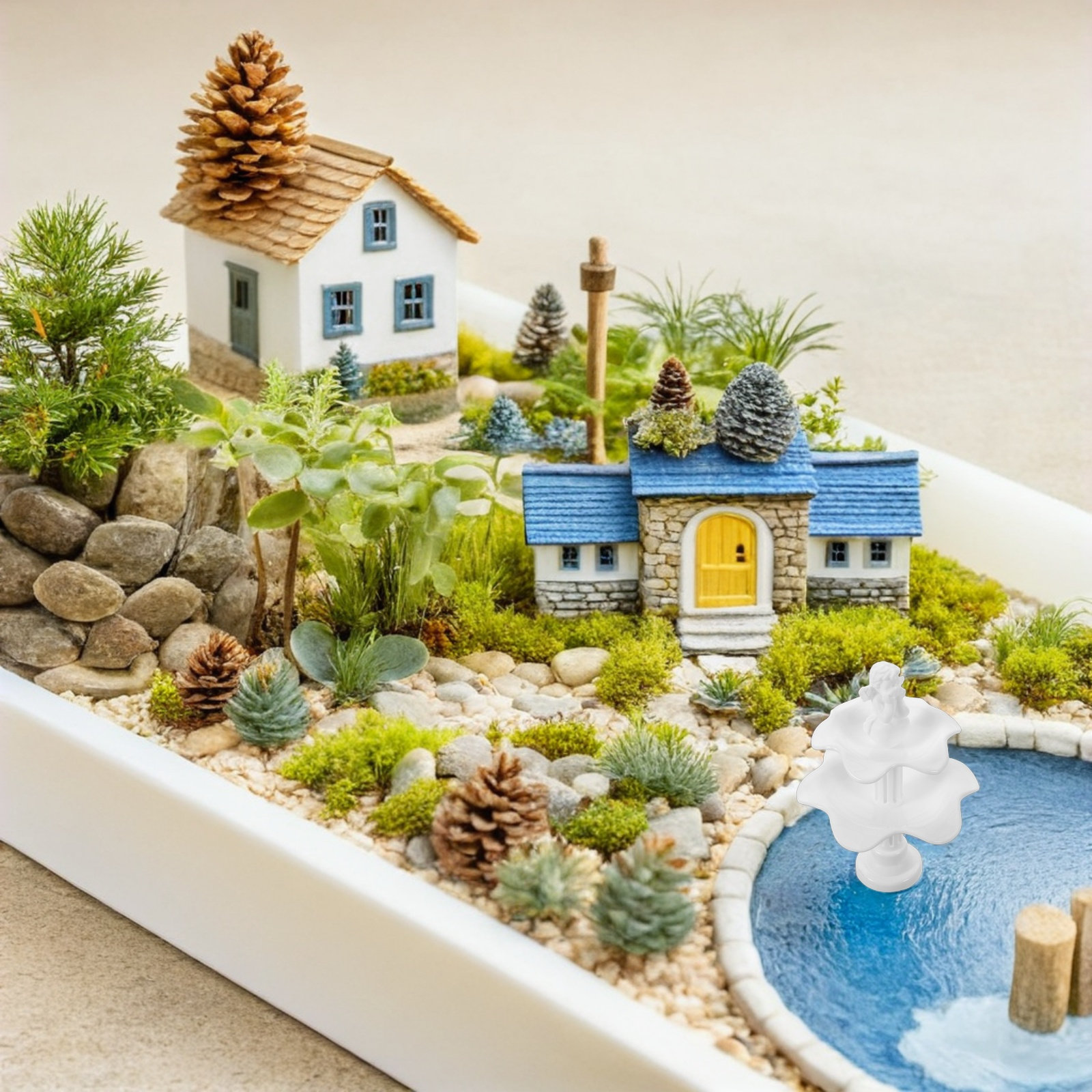 2Pcs Miniature Fountain Decor  - Bonsai Garden Fountain review and price